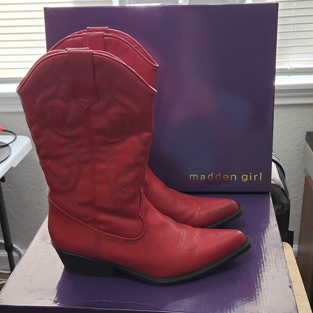 Madden Girl Cherry Red Cowgirl Boots
